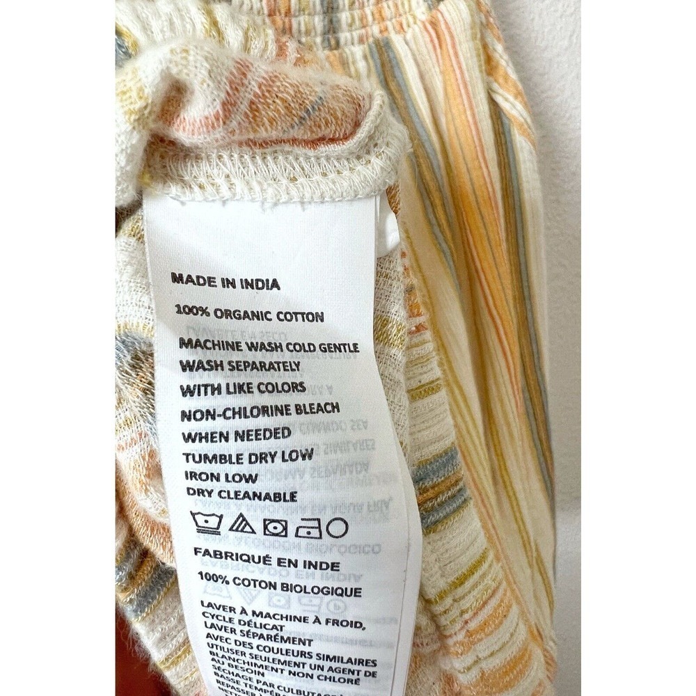 Prana Womens Size Large Tank Top Striped Organic Cotton Little Palm Cami Yellow - Picture 6 of 7